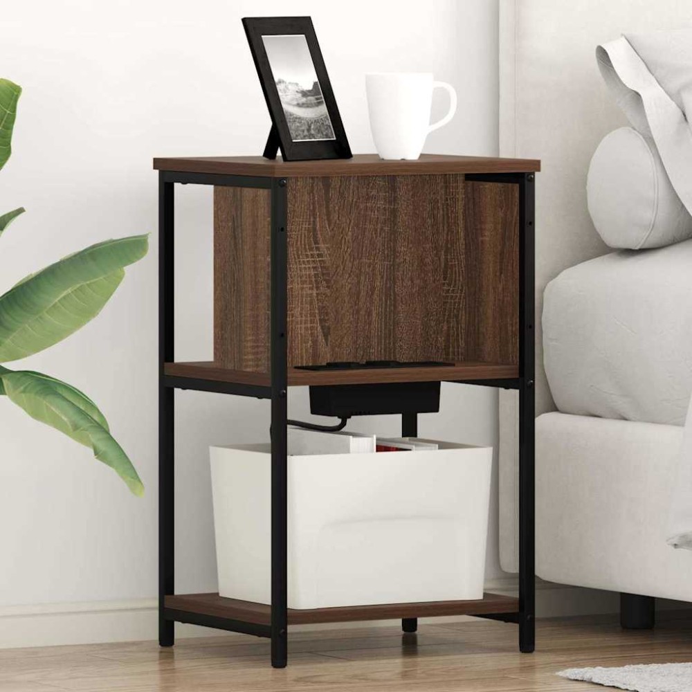 vidaXL Κομοδίνο 2 τεμ. Καφέ δρυς 38 x 31 x 61 εκ Επεξεργασμένο Ξύλο