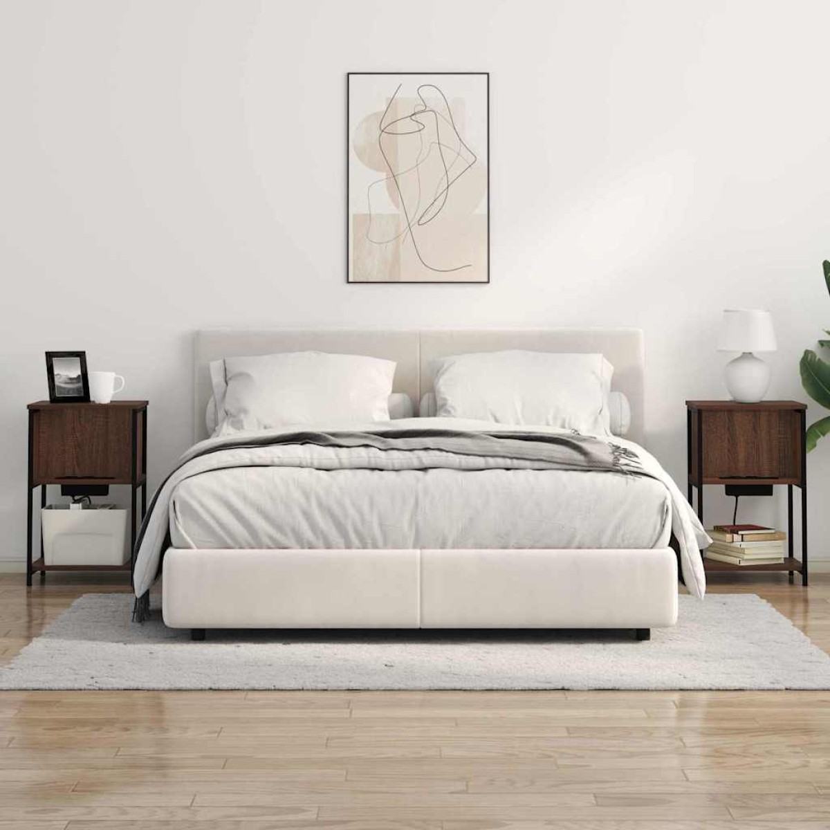 vidaXL Κομοδίνο 2 τεμ. Καφέ δρυς 38 x 31 x 61 εκ Επεξεργασμένο Ξύλο