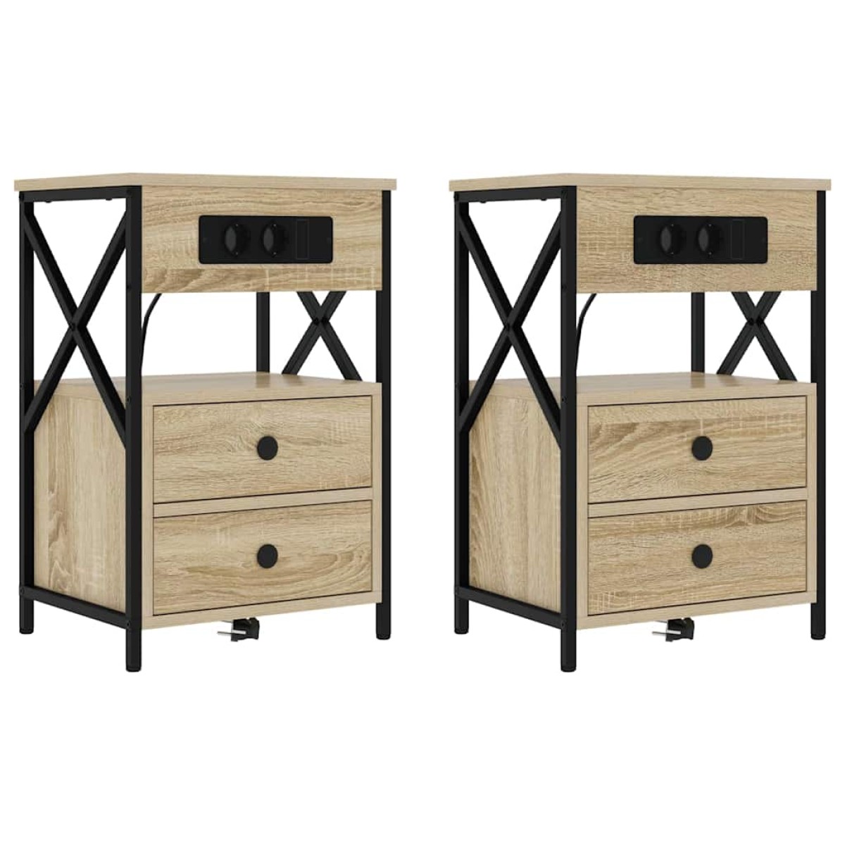 vidaXL Κομοδίνο 2 τμχ. Δρύς Sonoma 40 x 31 x 60 εκ. Επεξεργασμένο Ξύλο