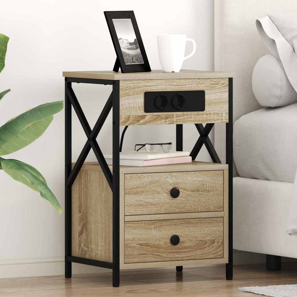 vidaXL Κομοδίνο 2 τμχ. Δρύς Sonoma 40 x 31 x 60 εκ. Επεξεργασμένο Ξύλο