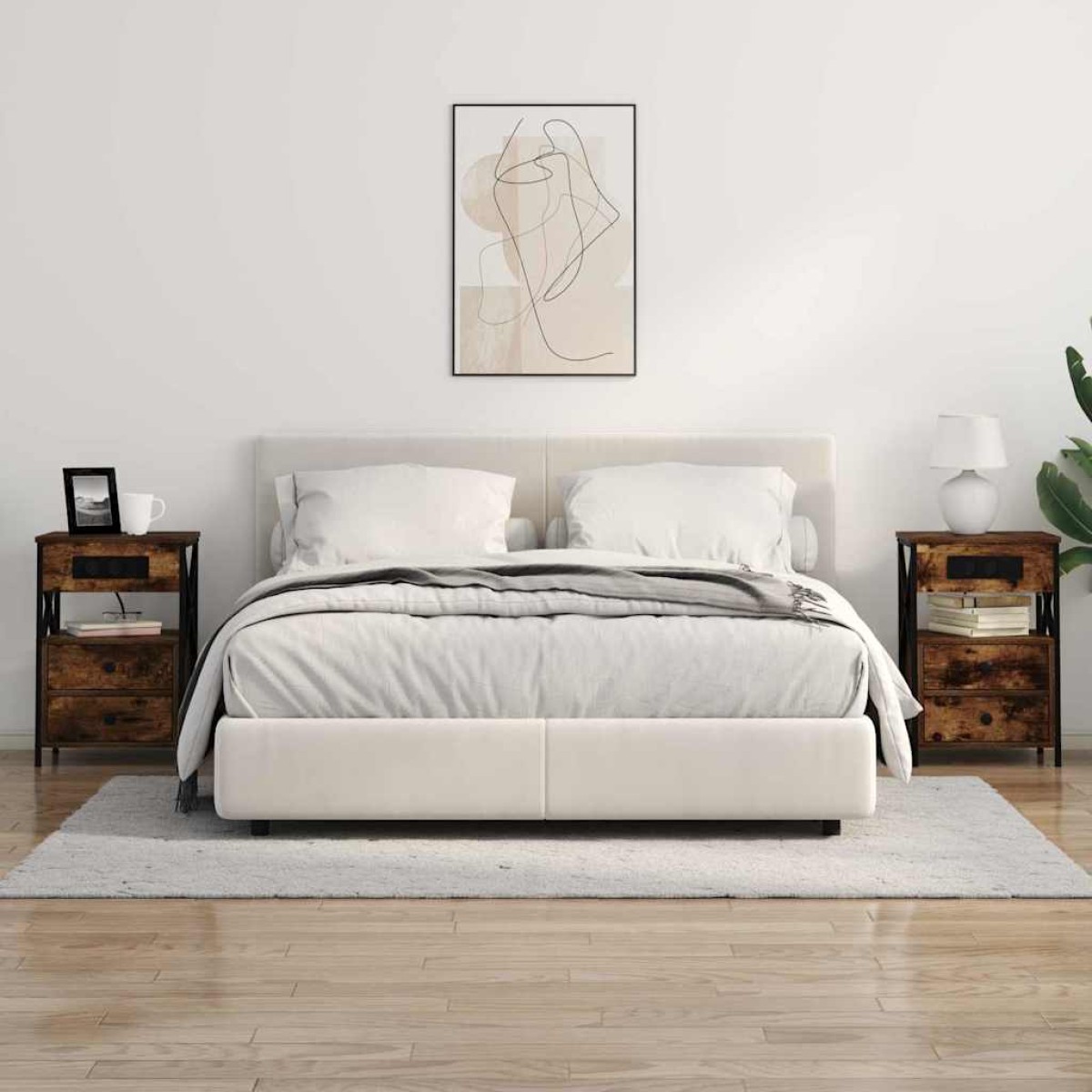 vidaXL Κομοδίνο 2 τμχ. Καπνιστό Δρύς 40 x 31 x 60 εκ.