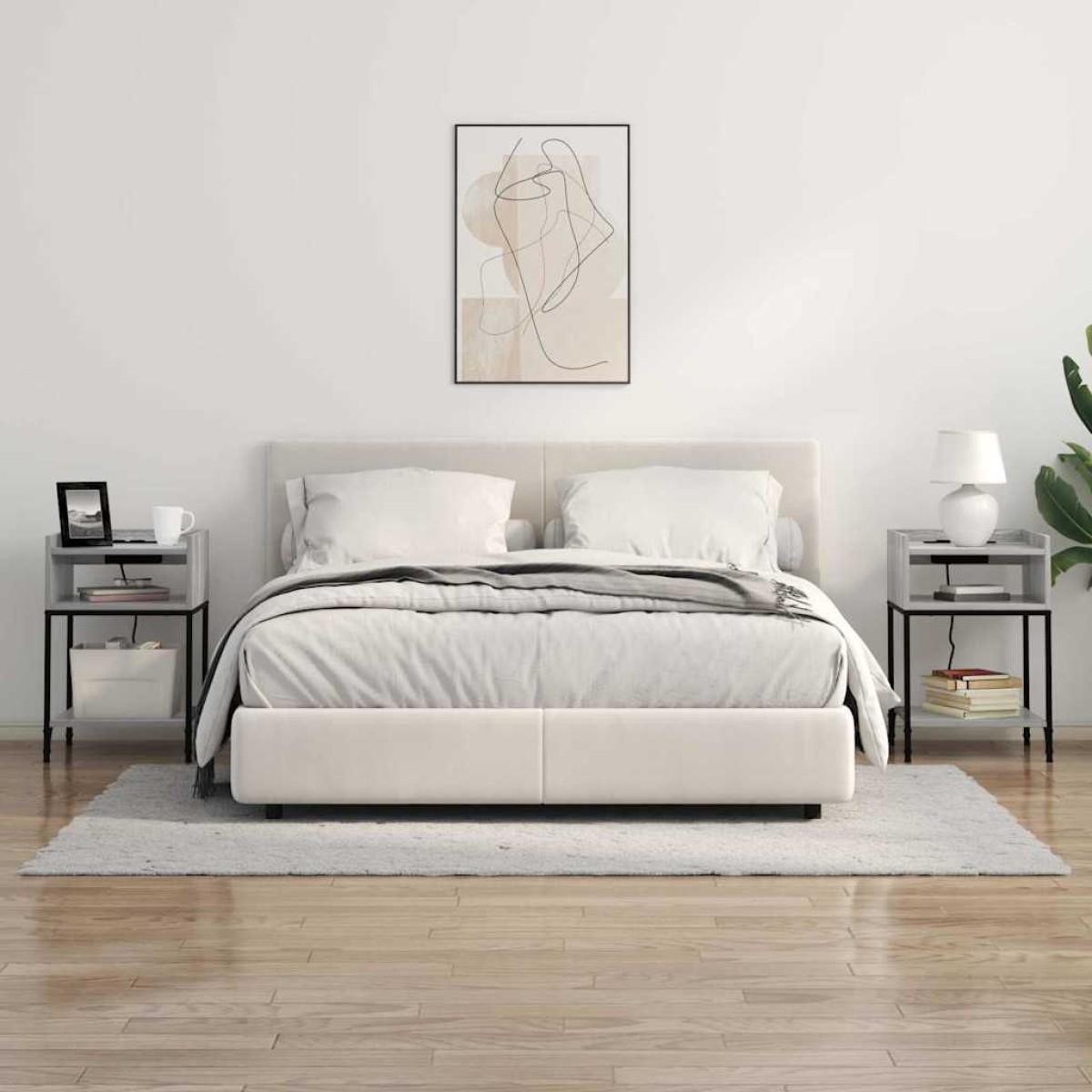 vidaXL Κομοδίνο 2 τεμ. Γκρίζο Σονομα 40 x 40 x 61 εκ
