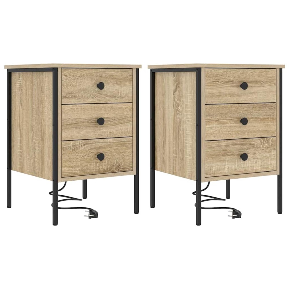 vidaXL Κομοδίνο 2 τεμ. Δρύς Sonoma 42 x 41 x 61 εκ Επεξεργασμένο Ξύλο