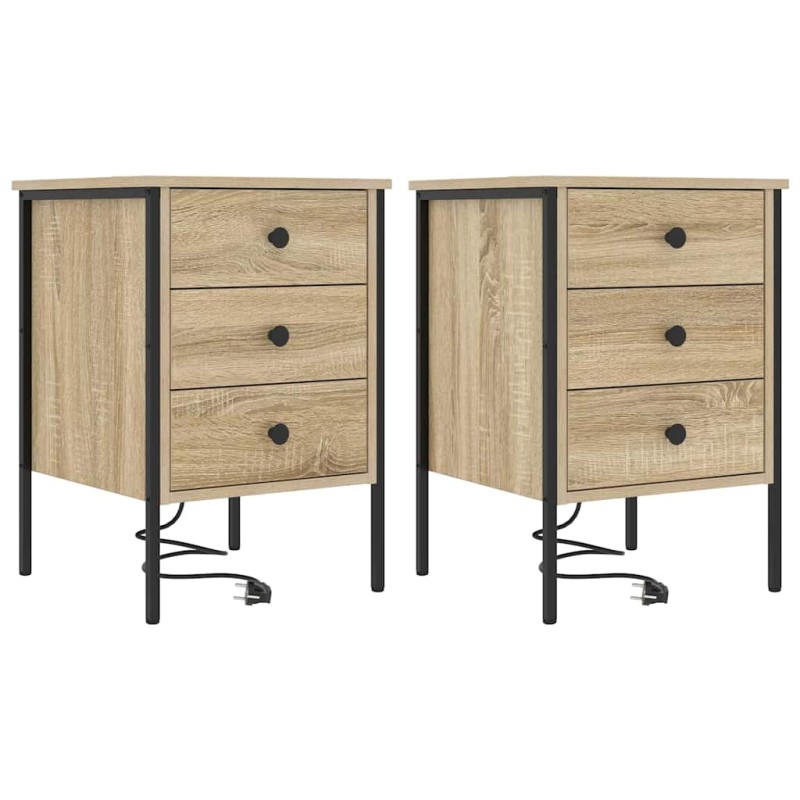 vidaXL Κομοδίνο 2 τεμ. Δρύς Sonoma 42 x 41 x 61 εκ Επεξεργασμένο Ξύλο