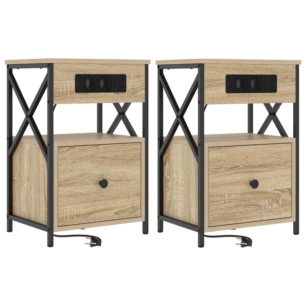 vidaXL Κομοδίνο 2 τμχ. Δρύς Sonoma 40 x 31 x 60 εκ. Επεξεργασμένο Ξύλο
