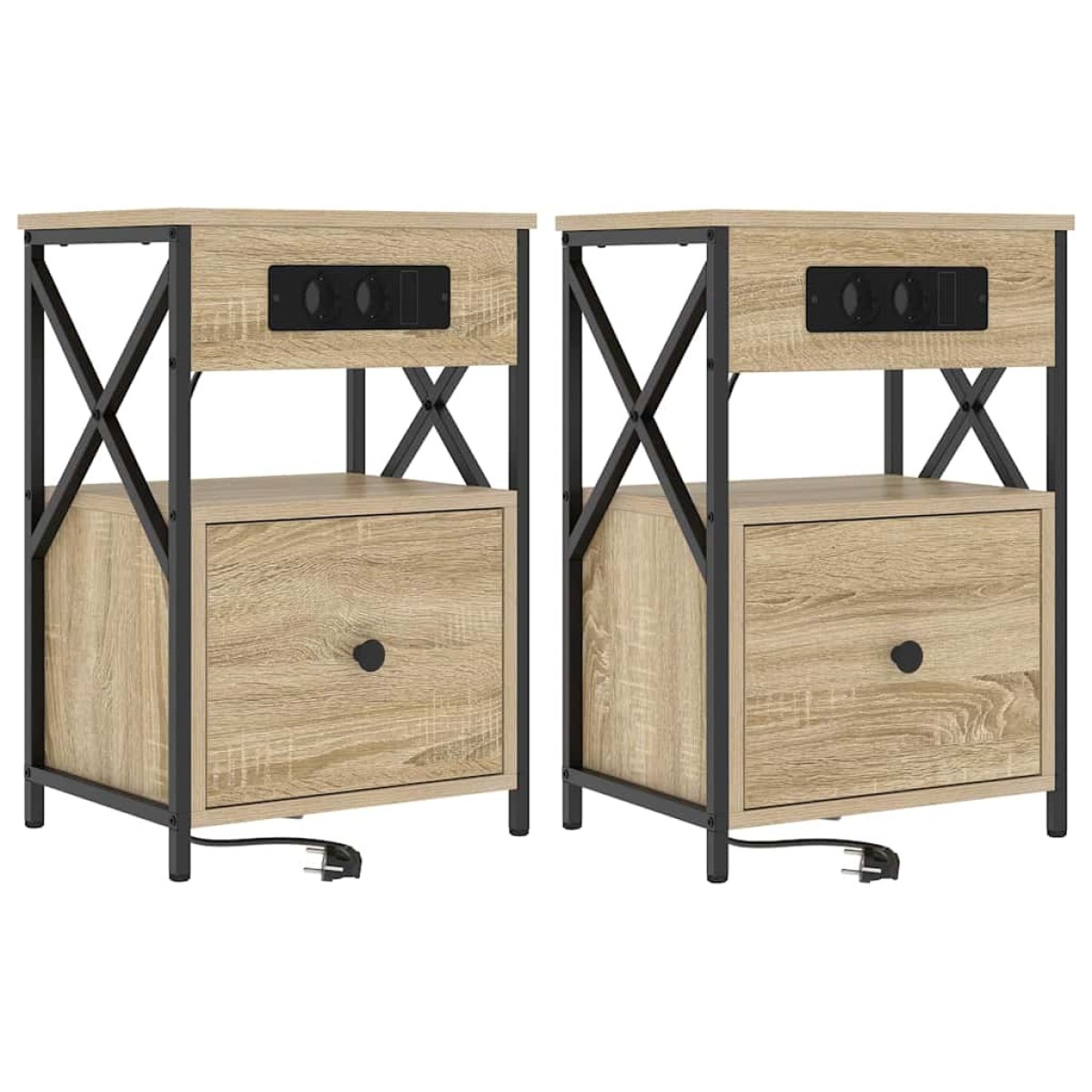 vidaXL Κομοδίνο 2 τμχ. Δρύς Sonoma 40 x 31 x 60 εκ. Επεξεργασμένο Ξύλο