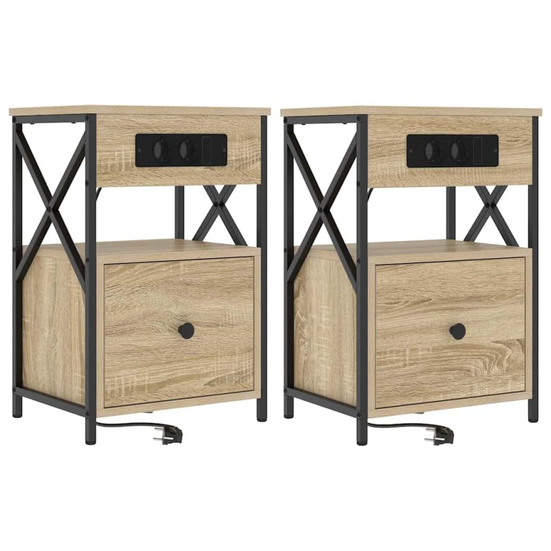 vidaXL Κομοδίνο 2 τμχ. Δρύς Sonoma 40 x 31 x 60 εκ. Επεξεργασμένο Ξύλο
