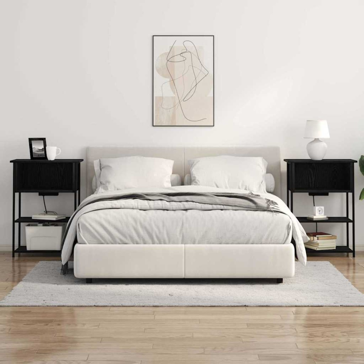 vidaXL Κομοδίνο Μαύρη Οξυά 55 x 31 x 76 εκ Επεξεργασμένο Ξύλο
