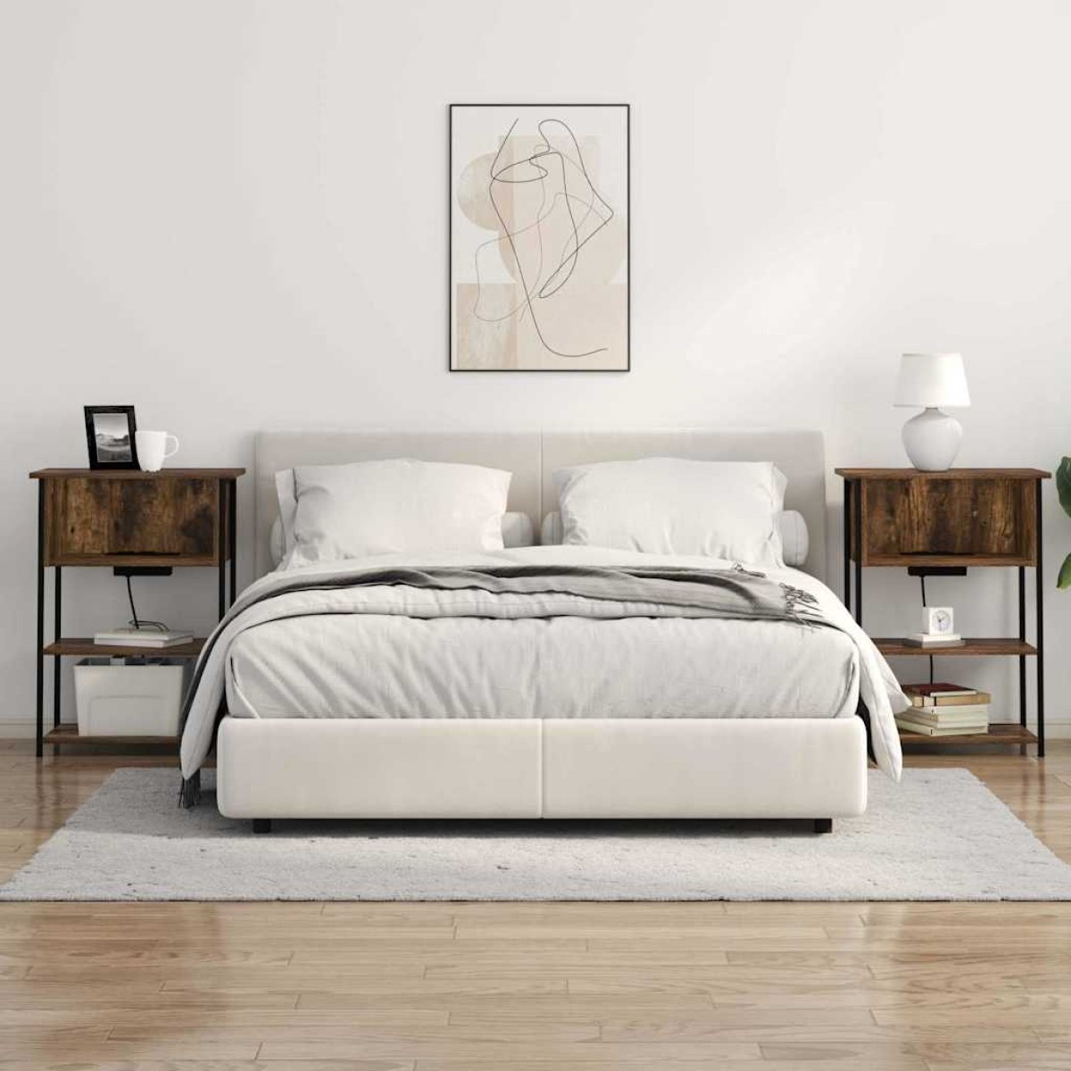 vidaXL Κομοδίνο Καπνιστό Δρύς 55 x 31 x 76 εκ Επεξεργασμένο Ξύλο