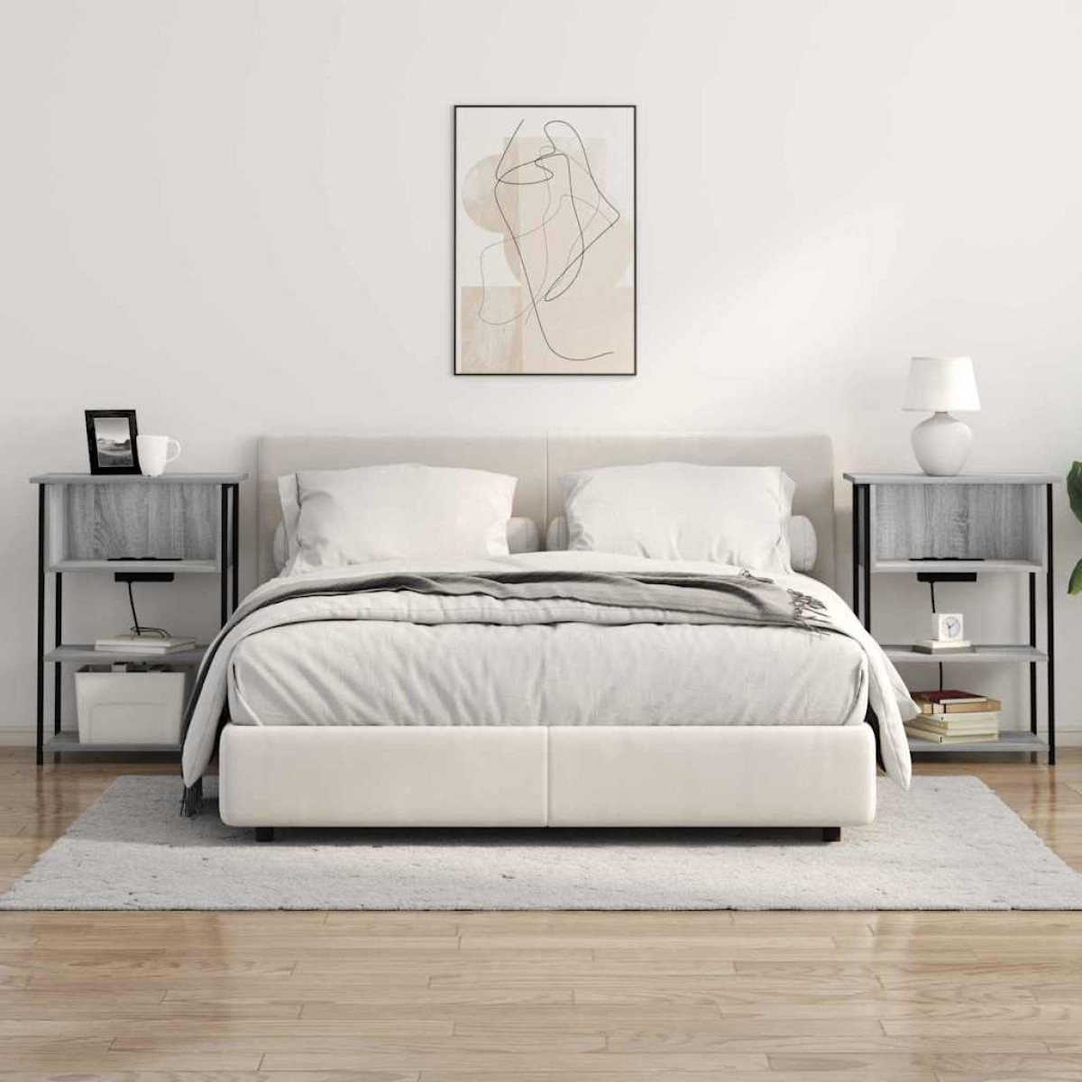 vidaXL Κομοδίνο Γκρίζο Σονομα 55 x 31 x 76 εκ Επεξεργασμένο Ξύλο