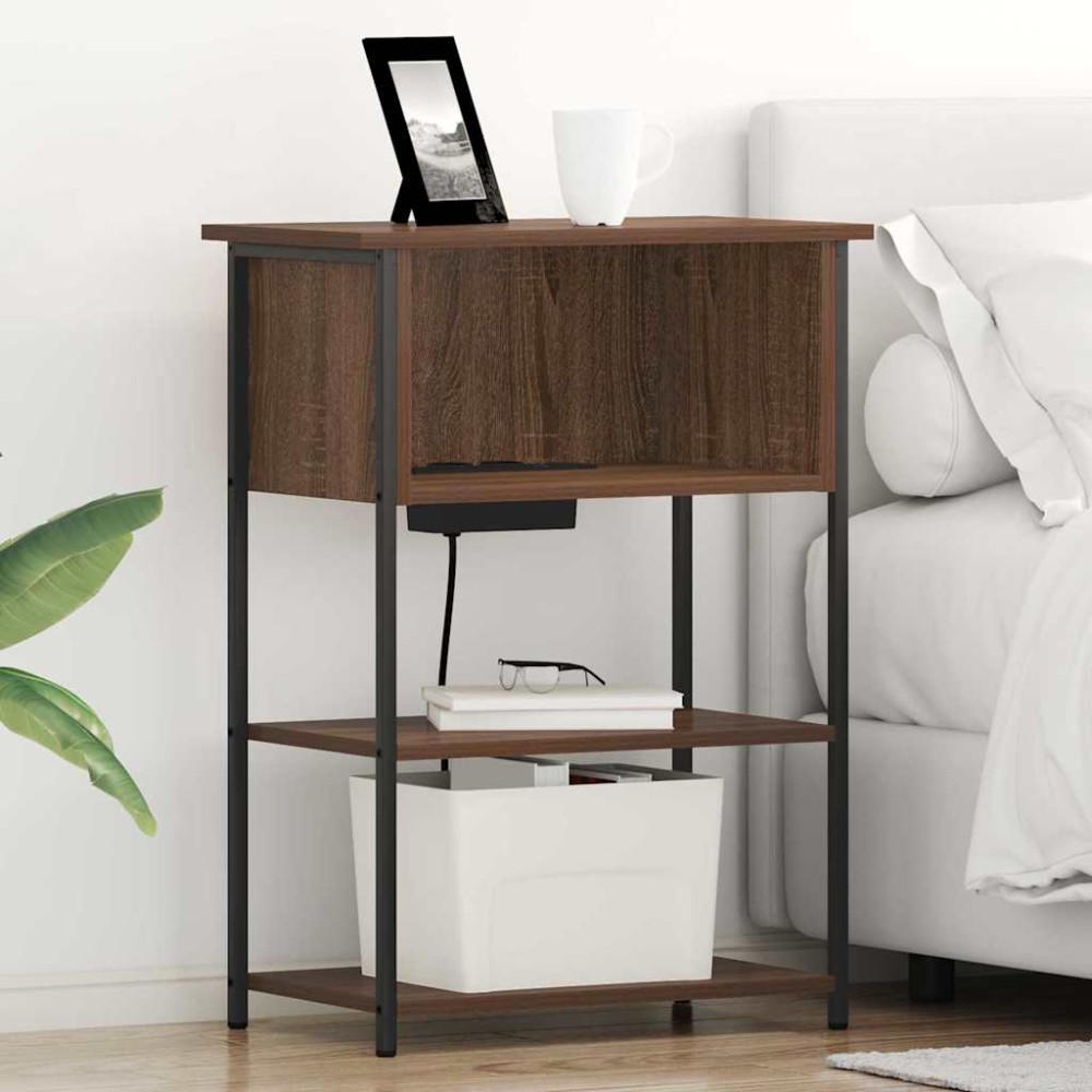 vidaXL Κομοδίνο Καφέ δρυς 55 x 31 x 76 εκ Επεξεργασμένο Ξύλο