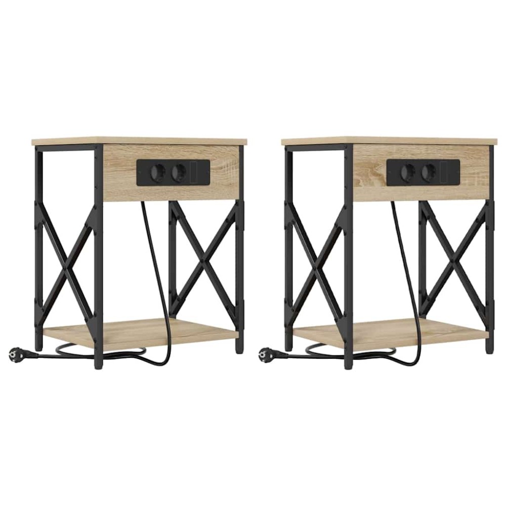 vidaXL Κομοδίνο 2 τεμ. Δρύς Sonoma 41 x 31 x 51 εκ. Επεξεργασμένο Ξύλο
