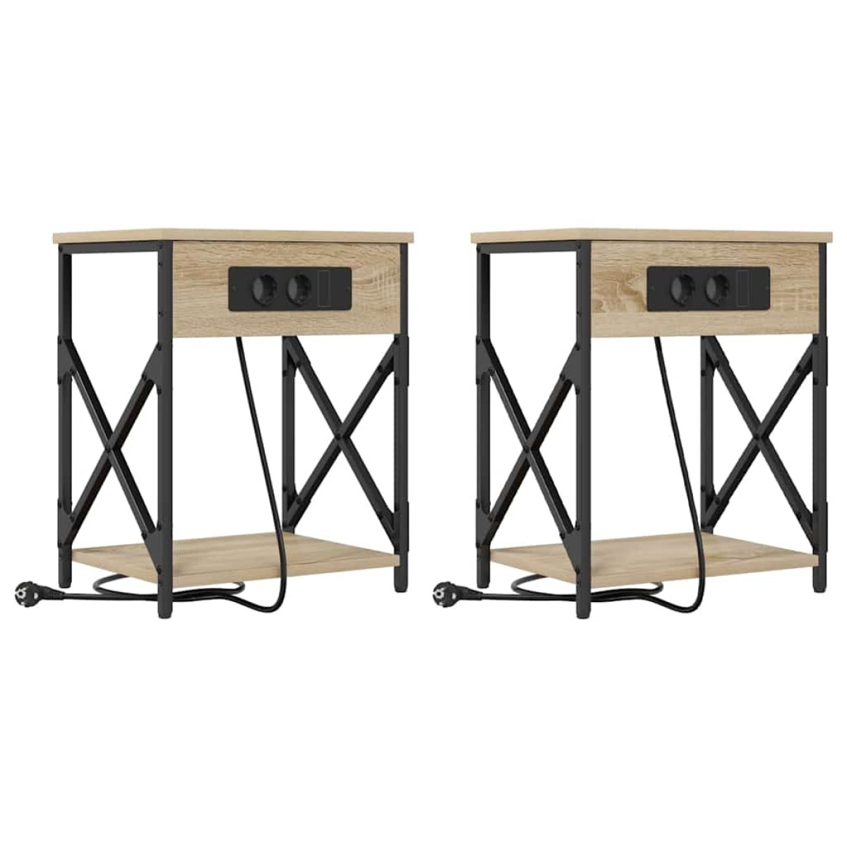vidaXL Κομοδίνο 2 τεμ. Δρύς Sonoma 41 x 31 x 51 εκ. Επεξεργασμένο Ξύλο