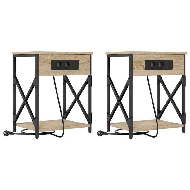 vidaXL Κομοδίνο 2 τεμ. Δρύς Sonoma 41 x 31 x 51 εκ. Επεξεργασμένο Ξύλο