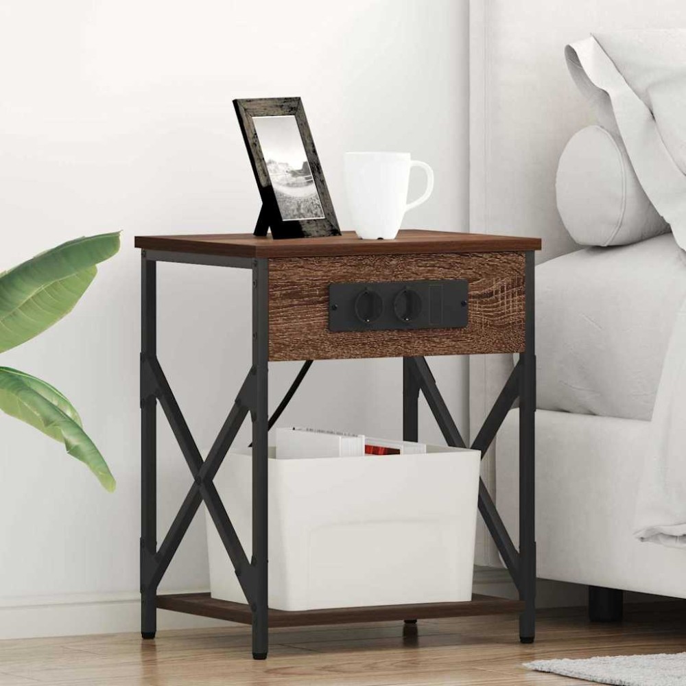 vidaXL Κομοδίνο 2 τεμ. Καφέ δρυς 41 x 31 x 51 εκ. Επεξεργασμένο Ξύλο