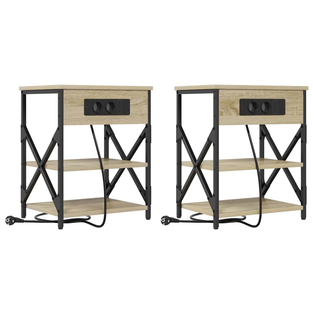 vidaXL Κομοδίνο 2 τεμ. Δρύς Sonoma 41 x 31 x 51 εκ. Επεξεργασμένο Ξύλο