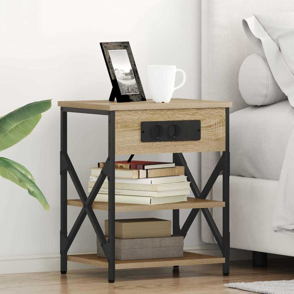 vidaXL Κομοδίνο 2 τεμ. Δρύς Sonoma 41 x 31 x 51 εκ. Επεξεργασμένο Ξύλο