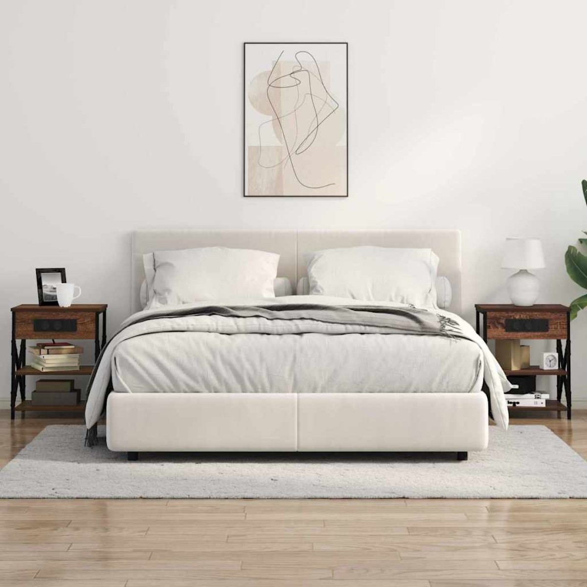 vidaXL Κομοδίνο 2 τεμ. Καφέ δρυς 41 x 31 x 51 εκ. Επεξεργασμένο Ξύλο