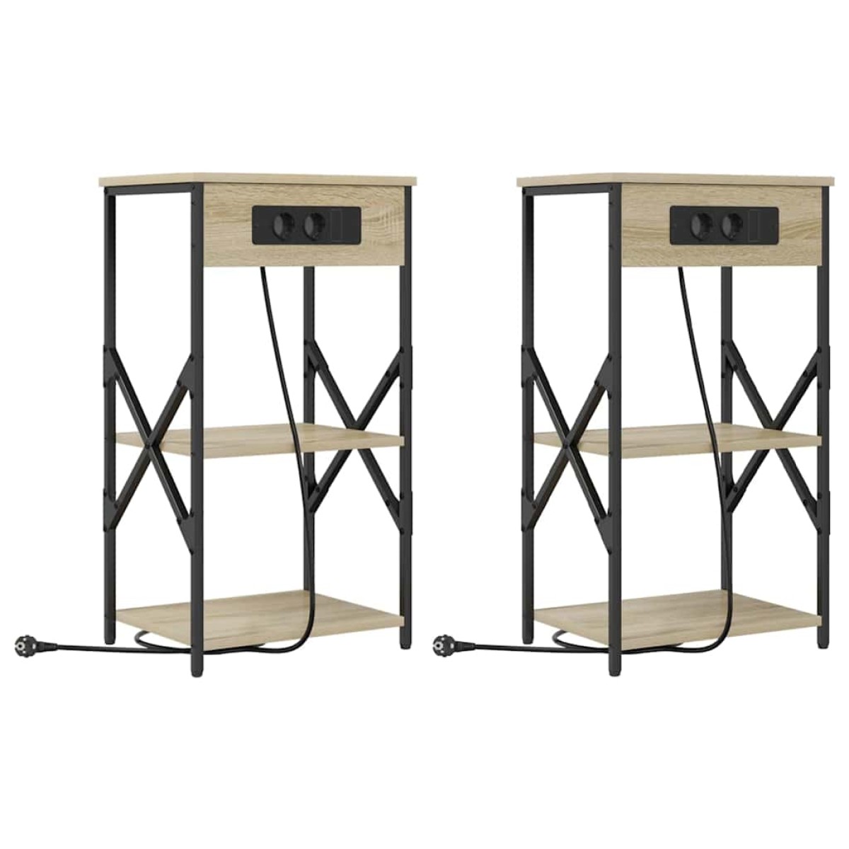 vidaXL Κομοδίνο 2 τεμ. Δρύς Sonoma 41 x 31 x 76 εκ. Επεξεργασμένο Ξύλο