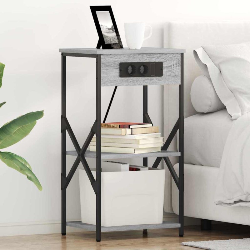 vidaXL Κομοδίνο με ράφι 2 τμχ. Γκρίζο Σονομα 41 x 31 x 76 εκ.
