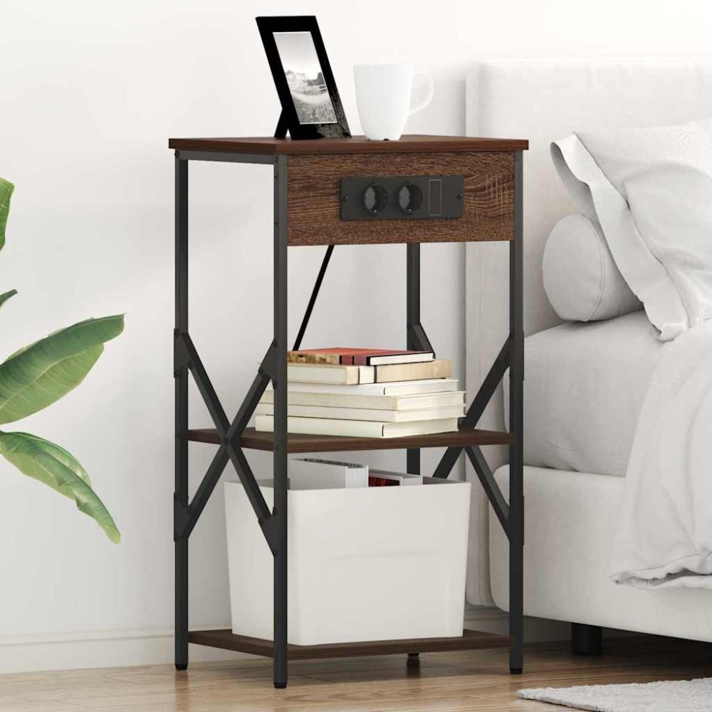 vidaXL Κομοδίνο 2 τμχ. Καφέ δρυς 41 x 31 x 76 εκ. Επεξεργασμένο Ξύλο