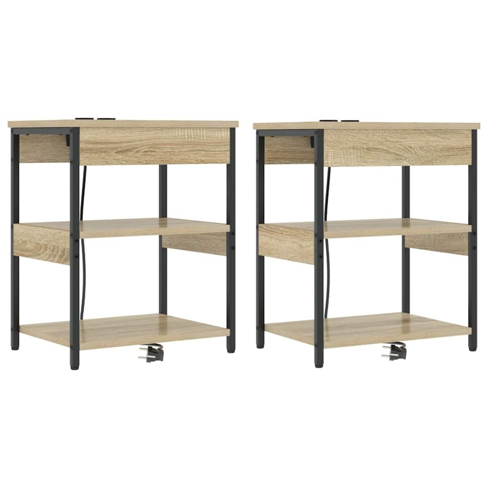 vidaXL Κομοδίνο 2 τεμ. Δρύς Sonoma 41 x 31 x 51 εκ. Επεξεργασμένο Ξύλο