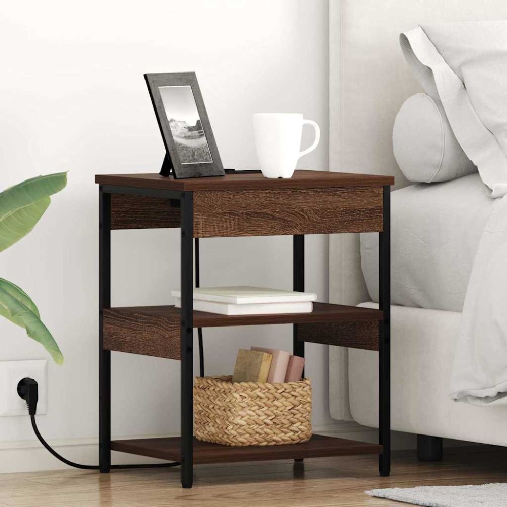 vidaXL Κομοδίνο 2 τεμ. Καφέ δρυς 41 x 31 x 51 εκ. Επεξεργασμένο Ξύλο