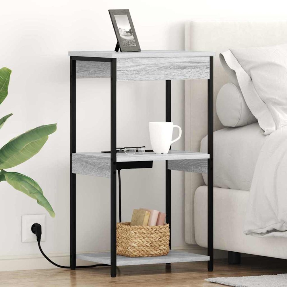 vidaXL Κομοδίνο Γκρίζο Σονομα 41 x 31 x 76 εκ. Επεξεργασμένο Ξύλο