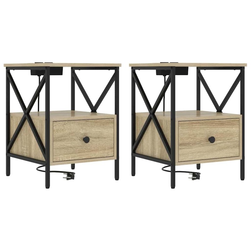 vidaXL Κομοδίνο 2 τεμ. Δρύς Sonoma 41,5 x 40,5 x 55 εκ.
