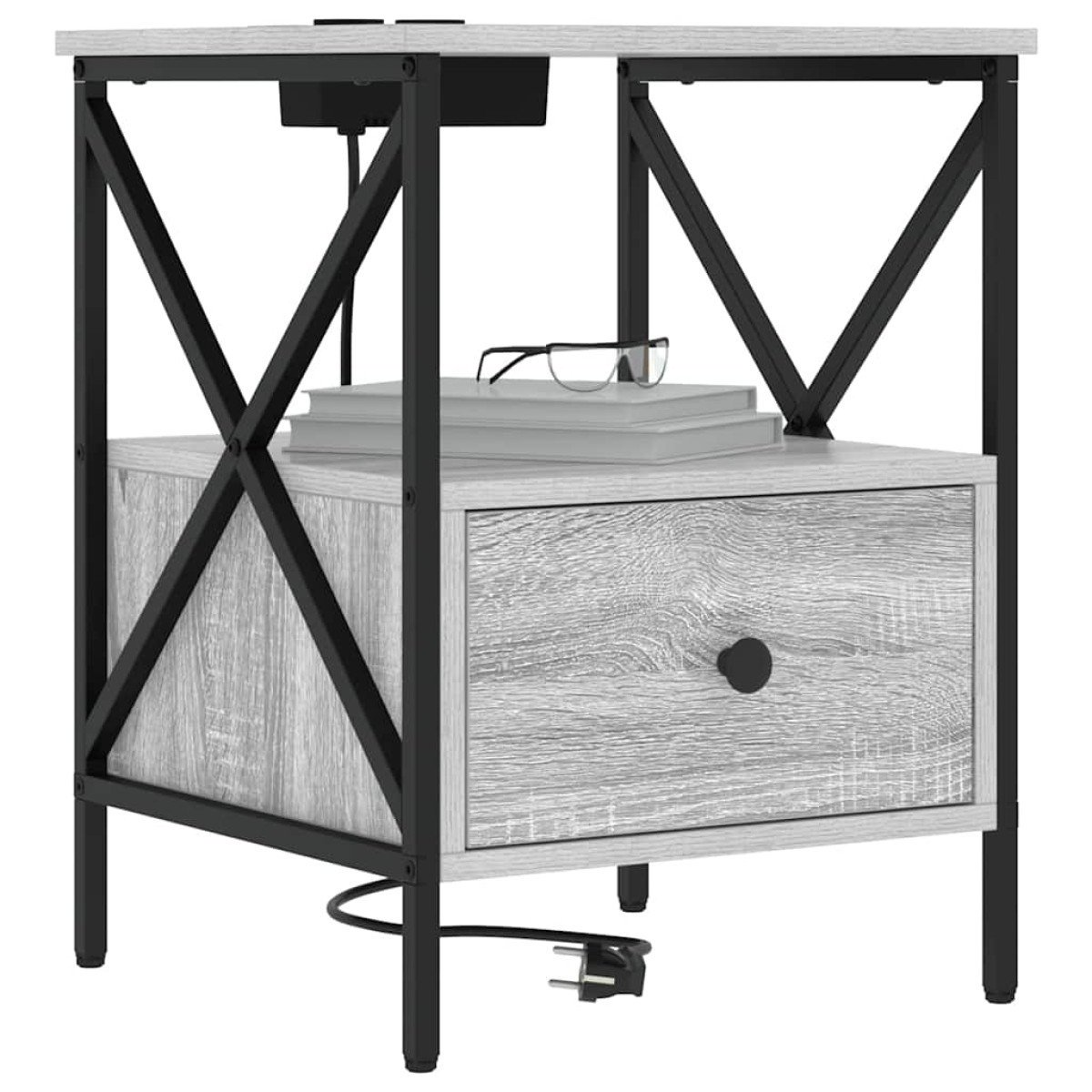vidaXL Κομοδίνο Γκρίζο Σονομα 41,5 x 40,5 x 55 εκ. Επεξεργασμένο Ξύλο