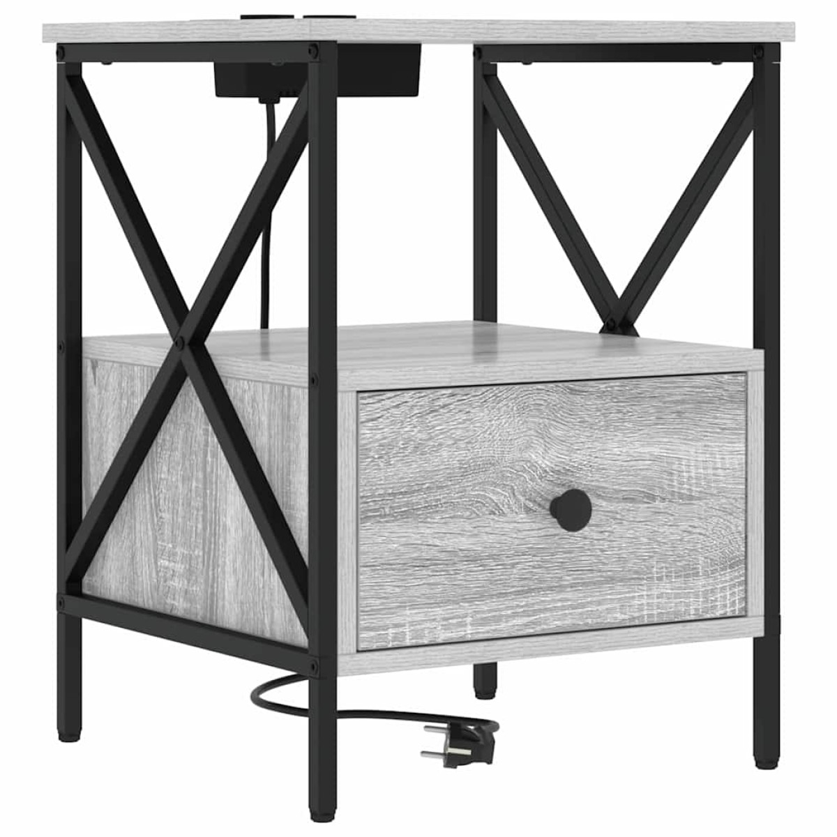 vidaXL Κομοδίνο 2 τεμ. Γκρίζο Σονομα 41,5 x 40,5 x 55 εκ.