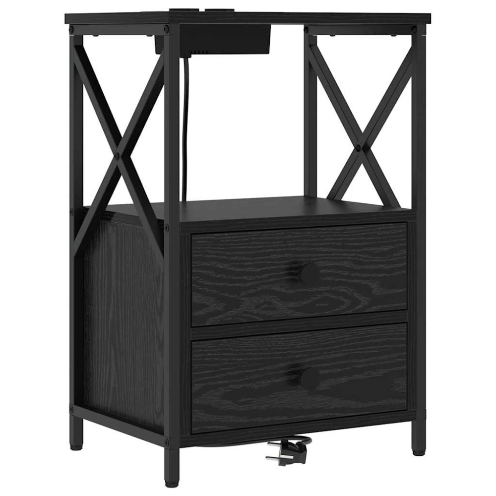 vidaXL Κομοδίνο Μαύρη Οξυά 40 x 31 x 60 εκ. Επεξεργασμένο Ξύλο