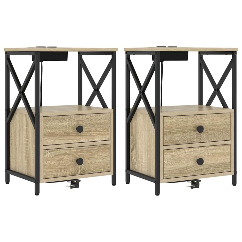 vidaXL Κομοδίνο 2 τμχ. Δρύς Sonoma 40 x 31 x 60 εκ. Επεξεργασμένο Ξύλο