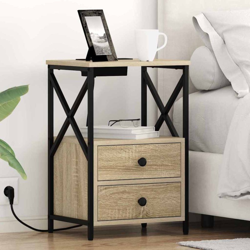 vidaXL Κομοδίνο 2 τμχ. Δρύς Sonoma 40 x 31 x 60 εκ. Επεξεργασμένο Ξύλο