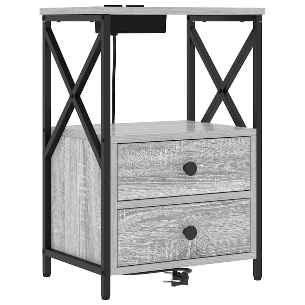 vidaXL Κομοδίνο Γκρίζο Σονομα 40 x 31 x 60 εκ. Επεξεργασμένο Ξύλο