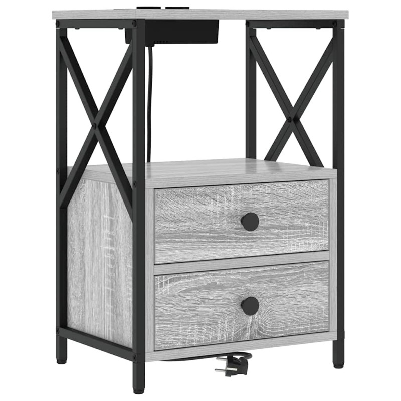 vidaXL Κομοδίνο Γκρίζο Σονομα 40 x 31 x 60 εκ. Επεξεργασμένο Ξύλο
