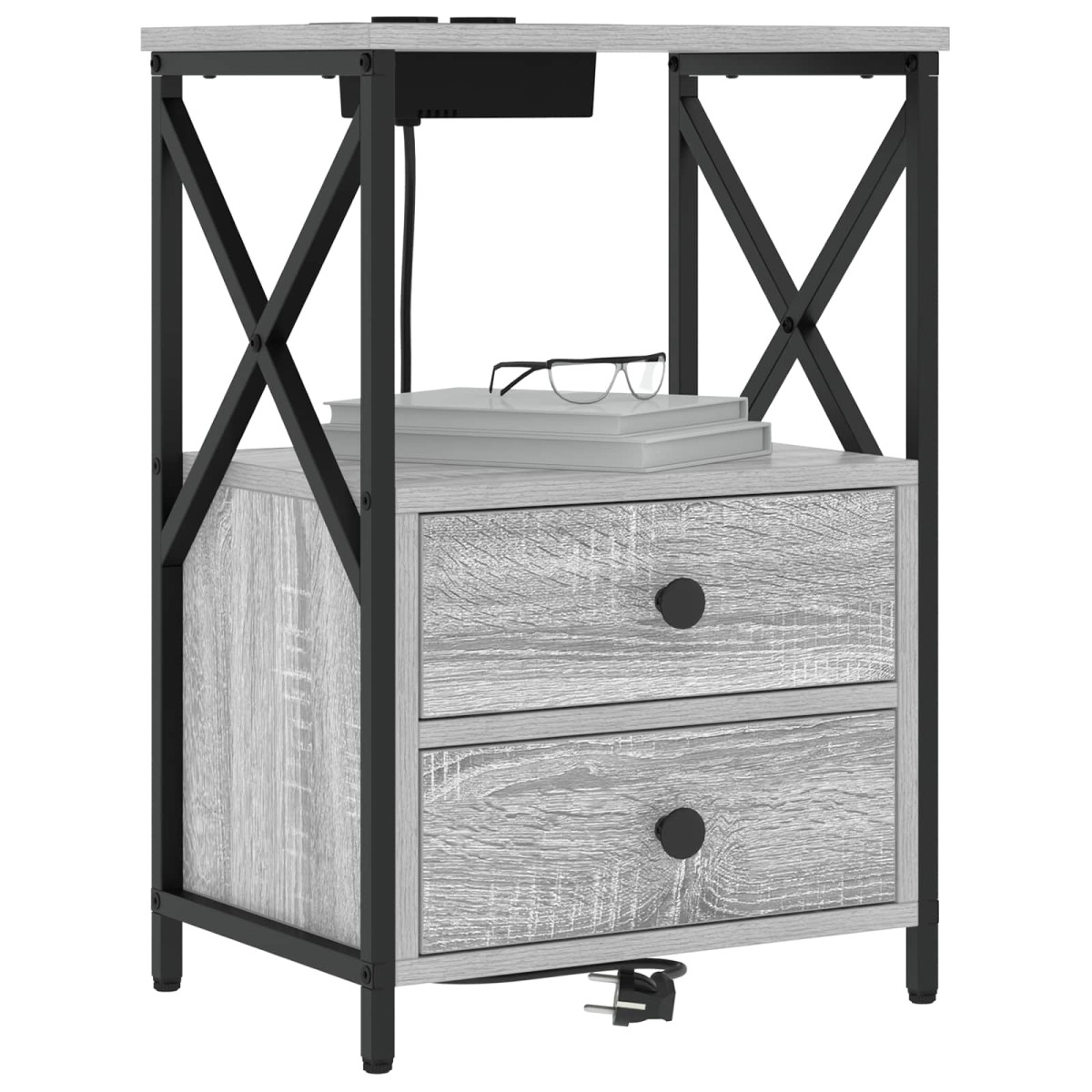 vidaXL Κομοδίνο 2 τμχ. Γκρίζο Σονομα 40 x 31 x 60 εκ.
