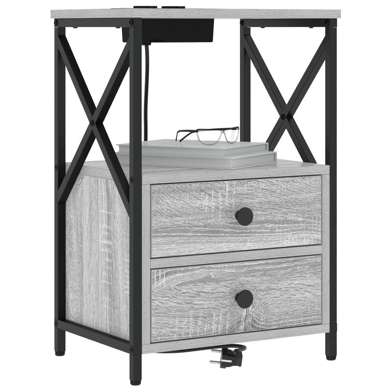 vidaXL Κομοδίνο 2 τμχ. Γκρίζο Σονομα 40 x 31 x 60 εκ.