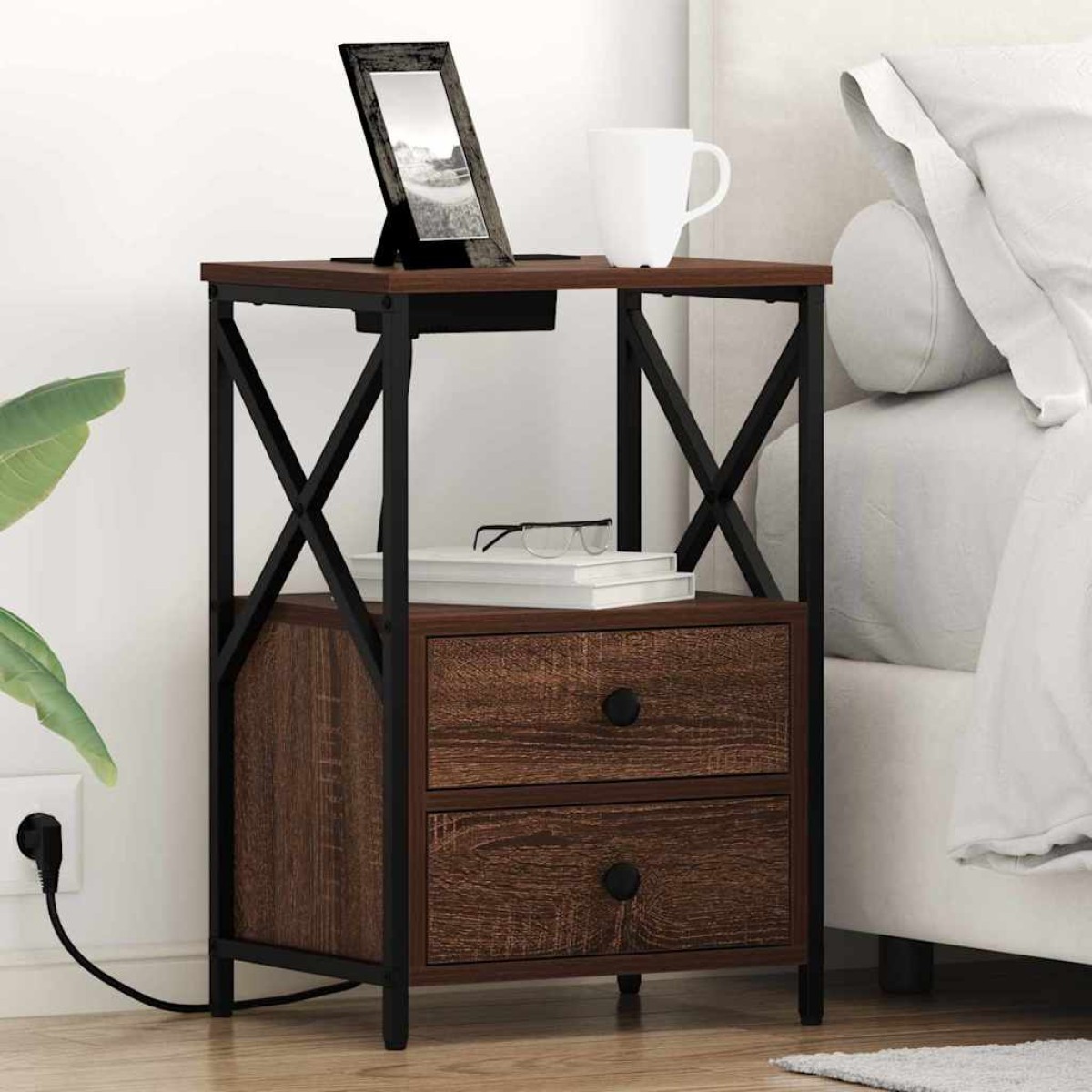 vidaXL Κομοδίνο Καφέ δρυς 40 x 31 x 60 εκ. Επεξεργασμένο Ξύλο