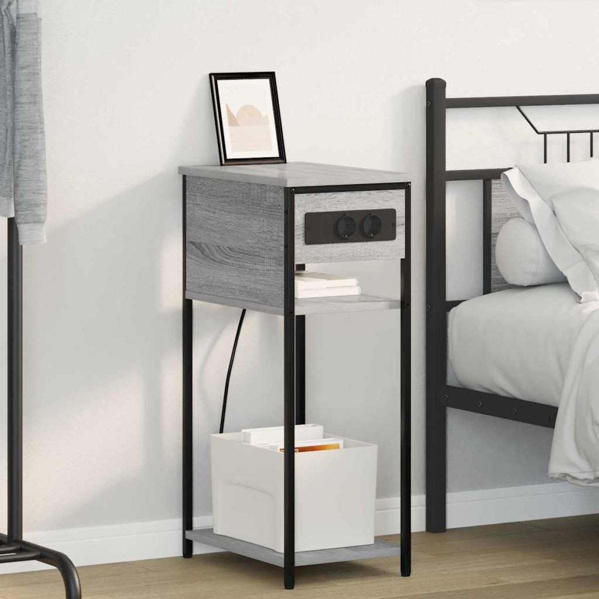 vidaXL Κομοδίνο Γκρίζο Σονομα 41 x 28 x 76 εκ. Επεξεργασμένο Ξύλο