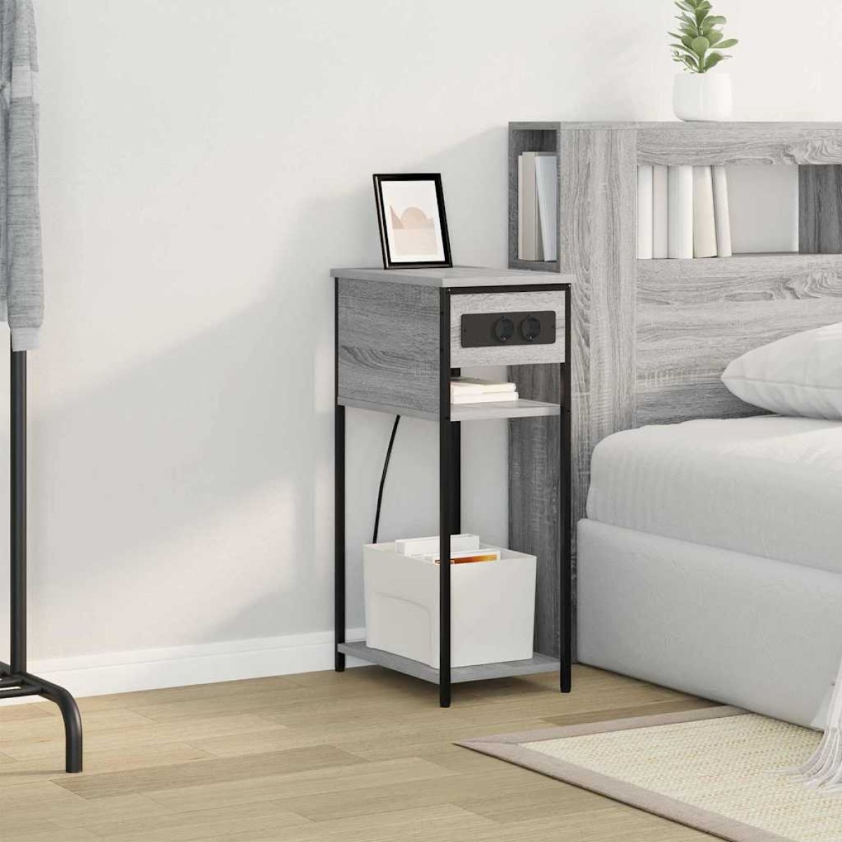 vidaXL Κομοδίνο Γκρίζο Σονομα 41 x 28 x 76 εκ. Επεξεργασμένο Ξύλο