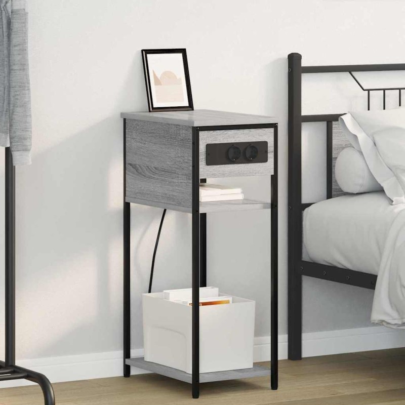 vidaXL Κομοδίνο Γκρίζο Σονομα 41 x 28 x 76 εκ. Επεξεργασμένο Ξύλο