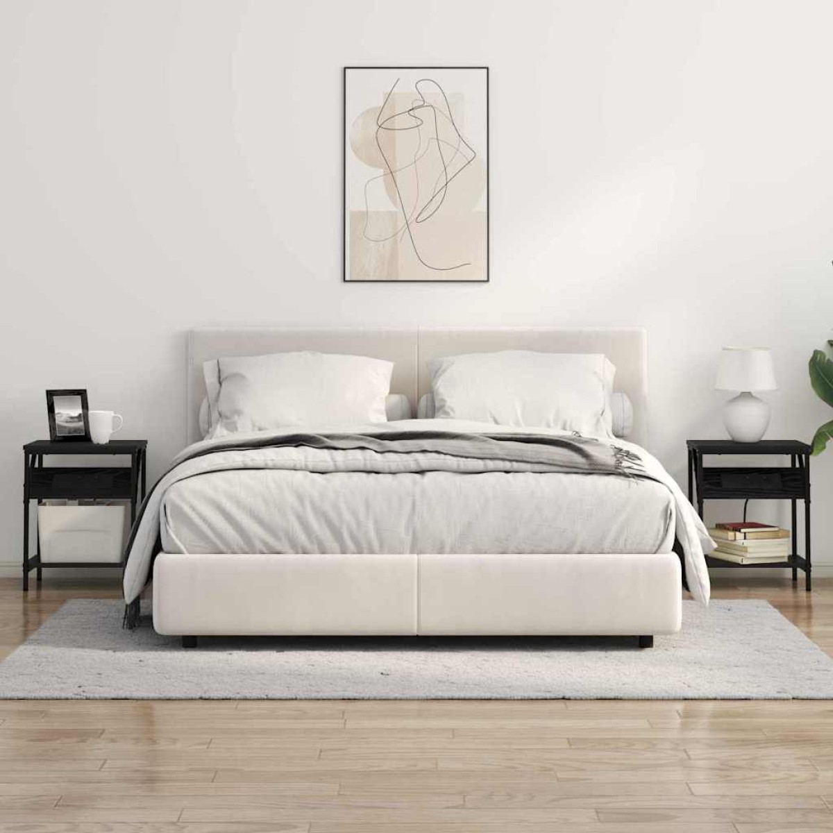 vidaXL Κομοδίνο Μαύρη Οξυά 38 x 30 x 48 εκ. Επεξεργασμένο Ξύλο