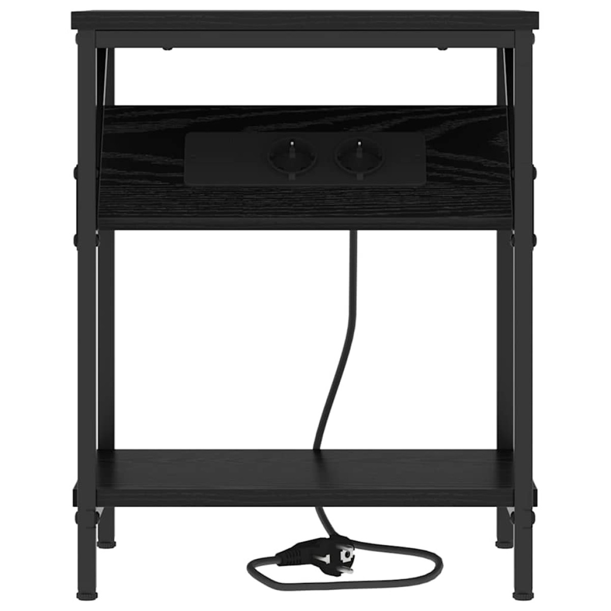 vidaXL Κομοδίνο 2 τμχ. Μαύρη Οξυά 38 x 30 x 48 εκ. Επεξεργασμένο Ξύλο
