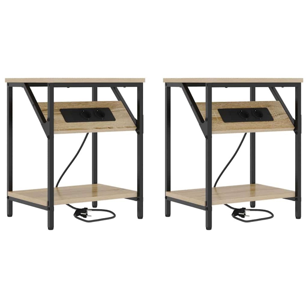 vidaXL Κομοδίνο 2 τμχ. Δρύς Sonoma 38 x 30 x 48 εκ. Επεξεργασμένο Ξύλο