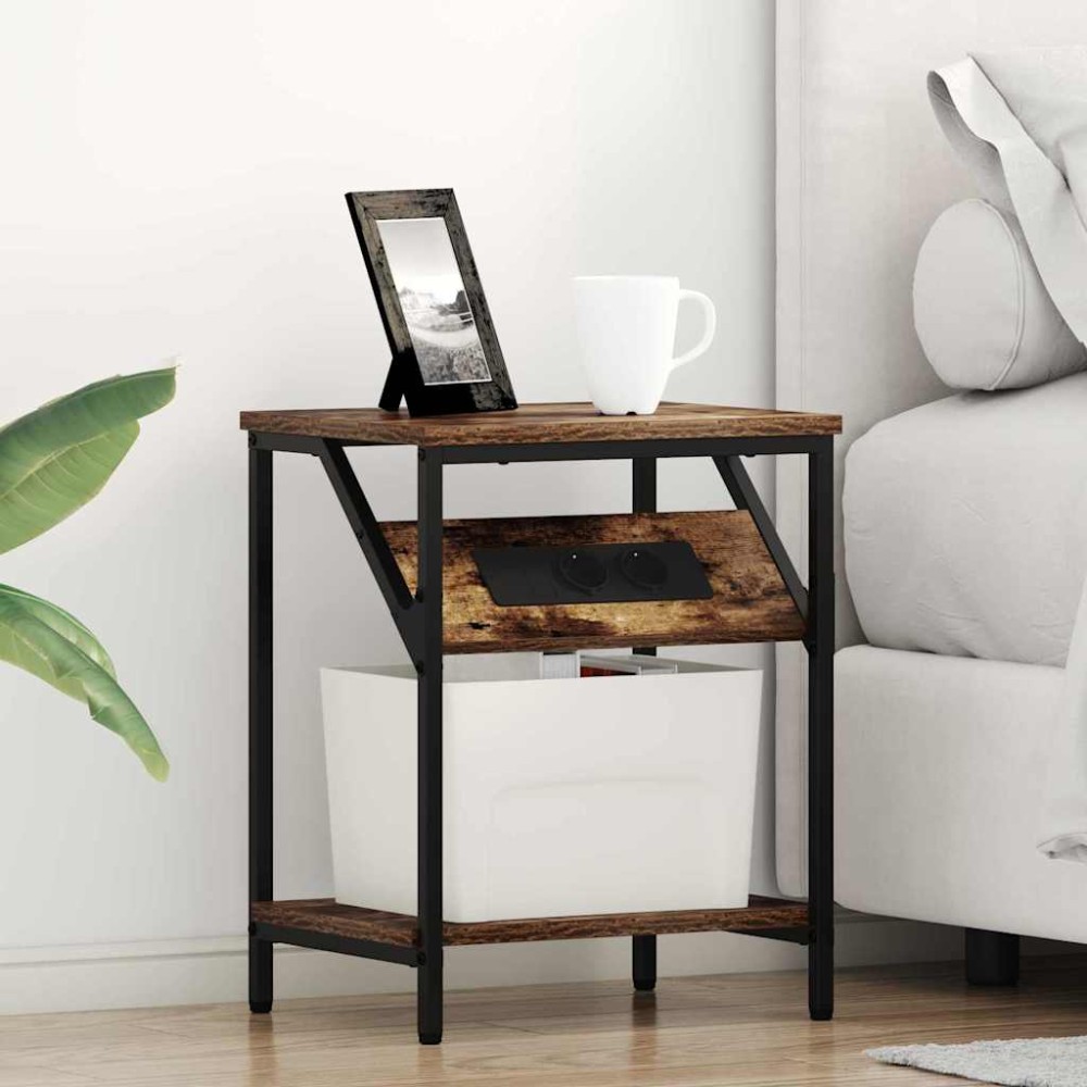 vidaXL Κομοδίνο 2 τμχ. Καπνιστό Δρύς 38 x 30 x 48 εκ.