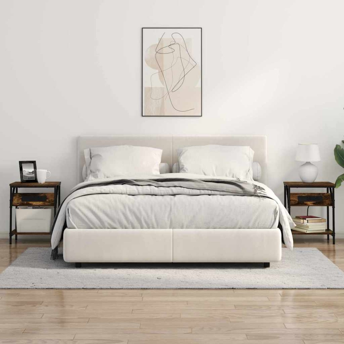 vidaXL Κομοδίνο 2 τμχ. Καπνιστό Δρύς 38 x 30 x 48 εκ.