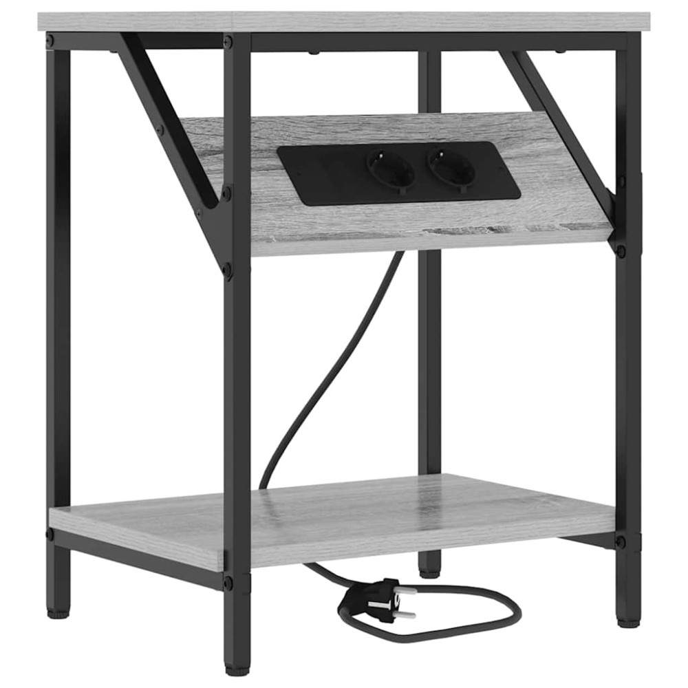 vidaXL Κομοδίνο Γκρίζο Σονομα 38 x 30 x 48 εκ. Επεξεργασμένο Ξύλο