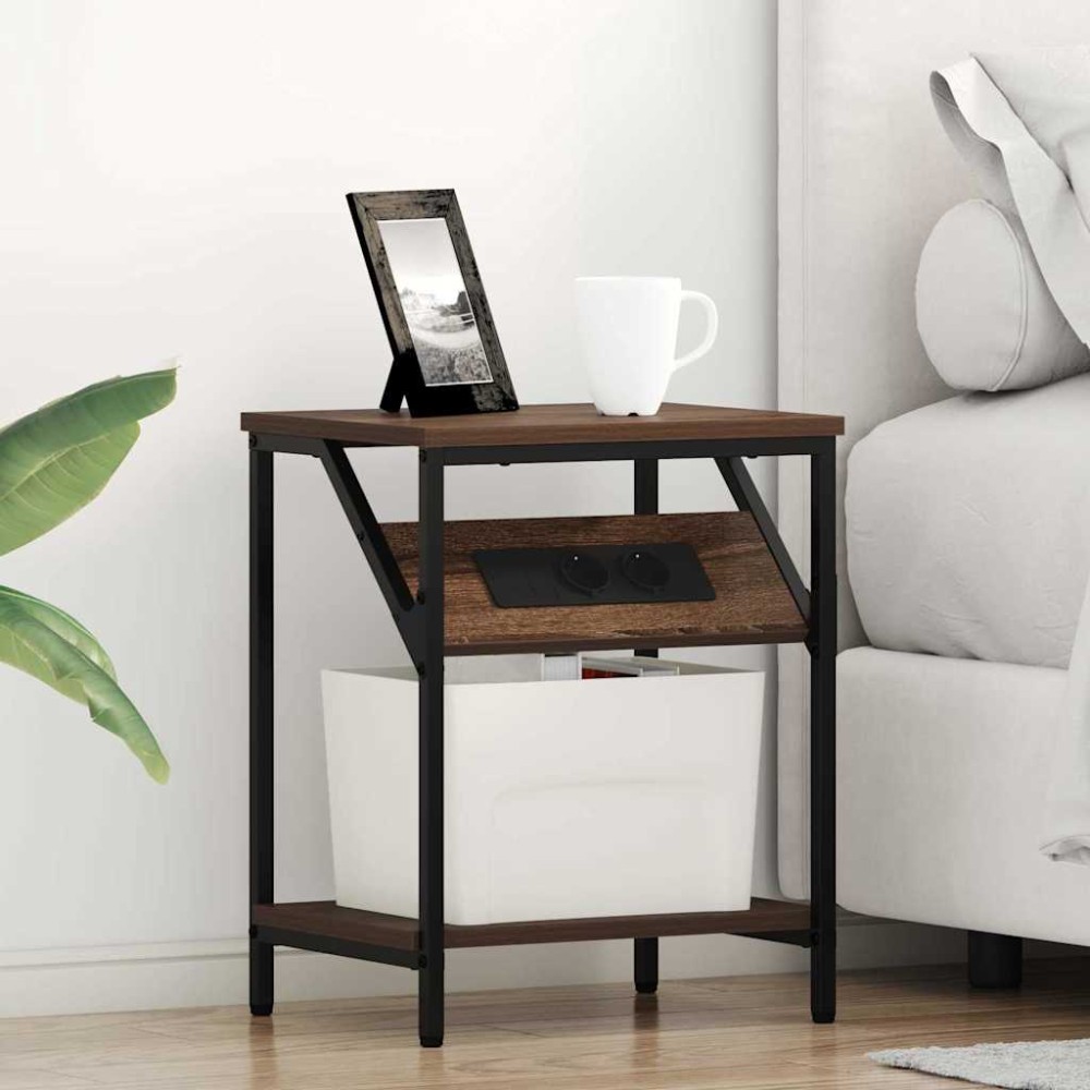 vidaXL Κομοδίνο Καφέ δρυς 38 x 30 x 48 εκ. Επεξεργασμένο Ξύλο
