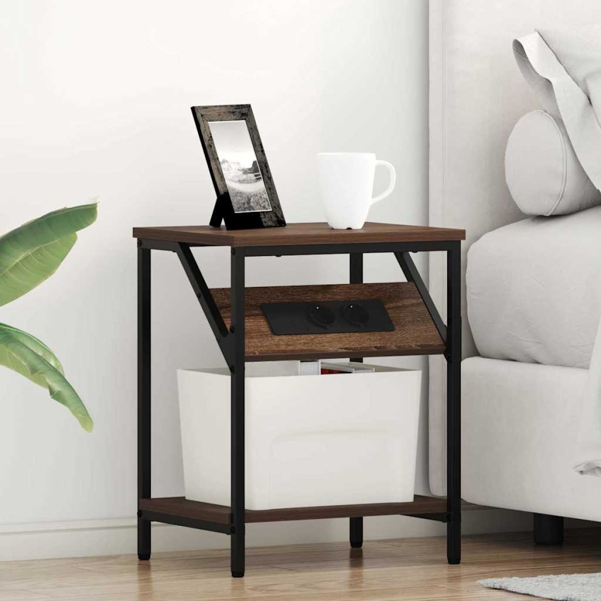 vidaXL Κομοδίνο Καφέ δρυς 38 x 30 x 48 εκ. Επεξεργασμένο Ξύλο